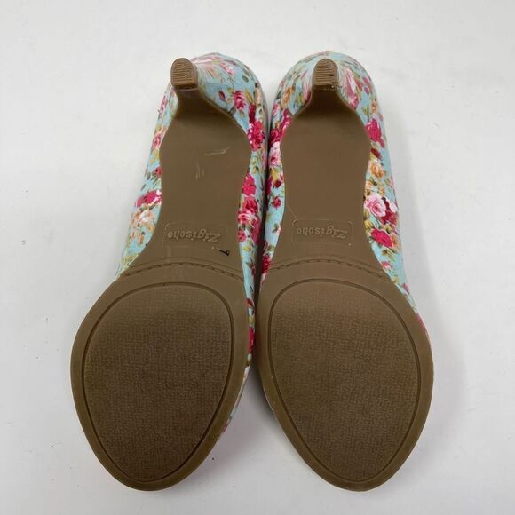 Zigi Soho Barbie Women's Pump Heels Slip On Pink Rose Floral Multicolour Size 6 - Picture 7 of 9